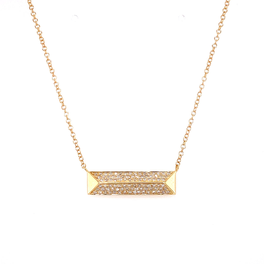 14K Yellow Gold Diamond Rectangle Pyramid Necklace-Necklaces-majolie-