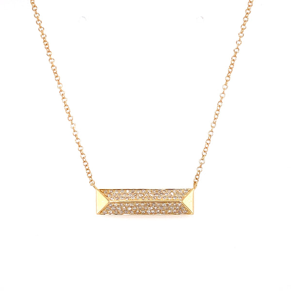 14K Yellow Gold Diamond Rectangle Pyramid Necklace-Necklaces-majolie-