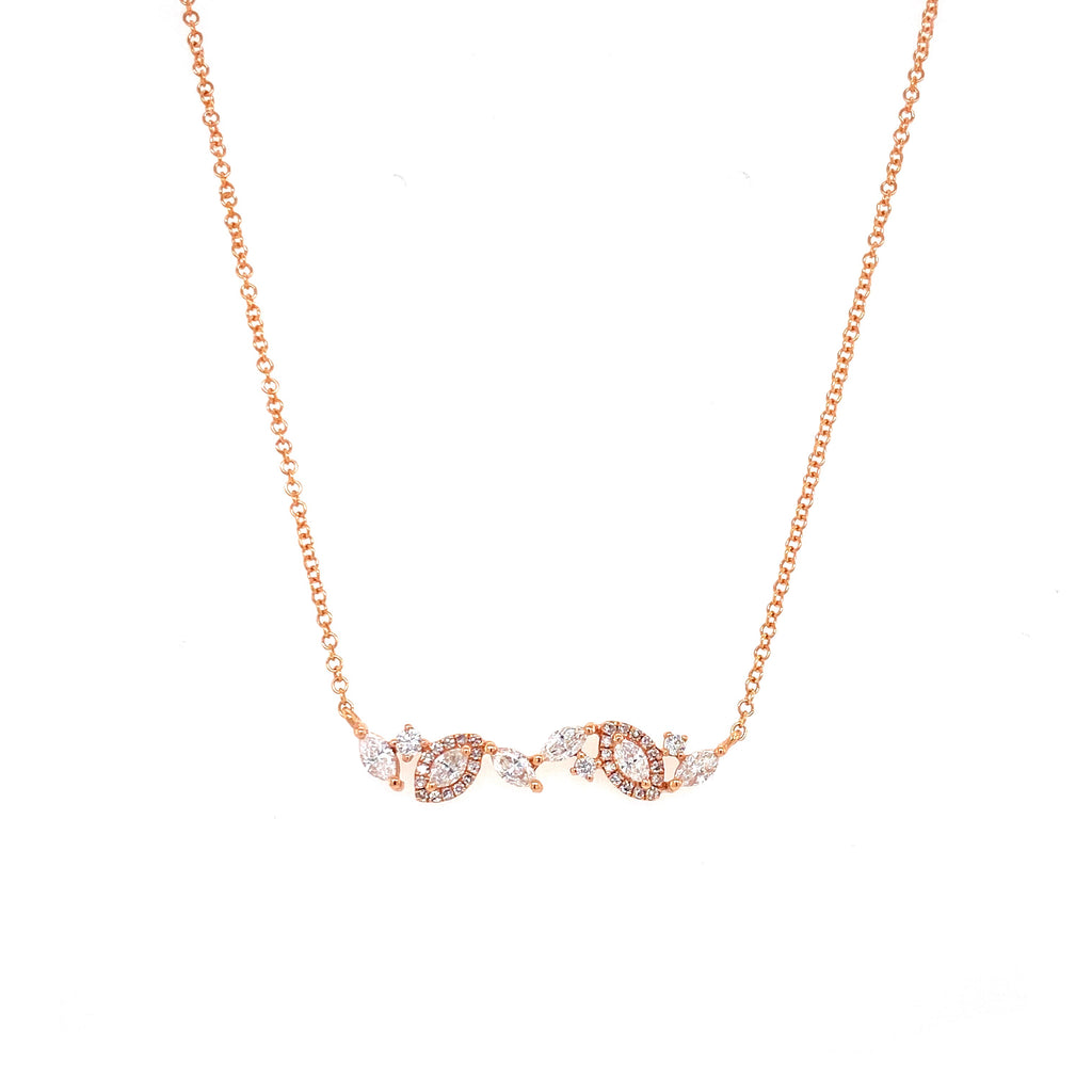 14K Rose Gold Round & Marquise Diamond Necklace-Necklaces-Maurice's Jewelers-