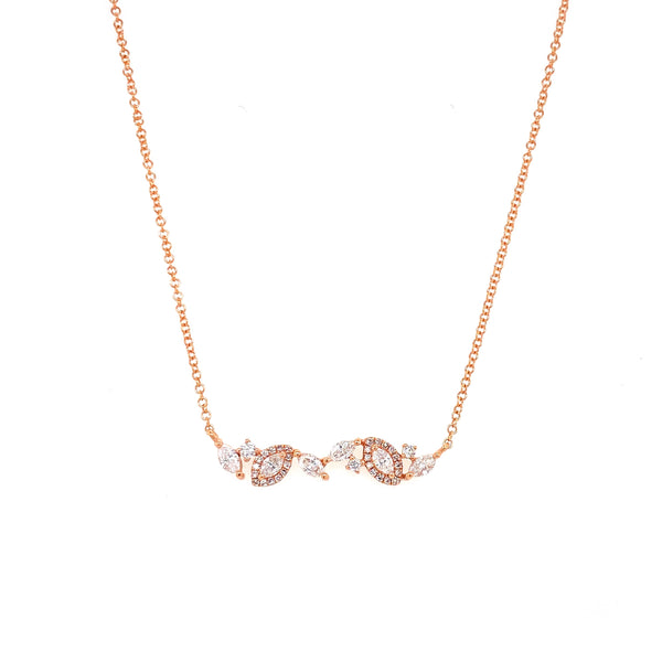14K Rose Gold Round & Marquise Diamond Necklace-Necklaces-Maurice's Jewelers-