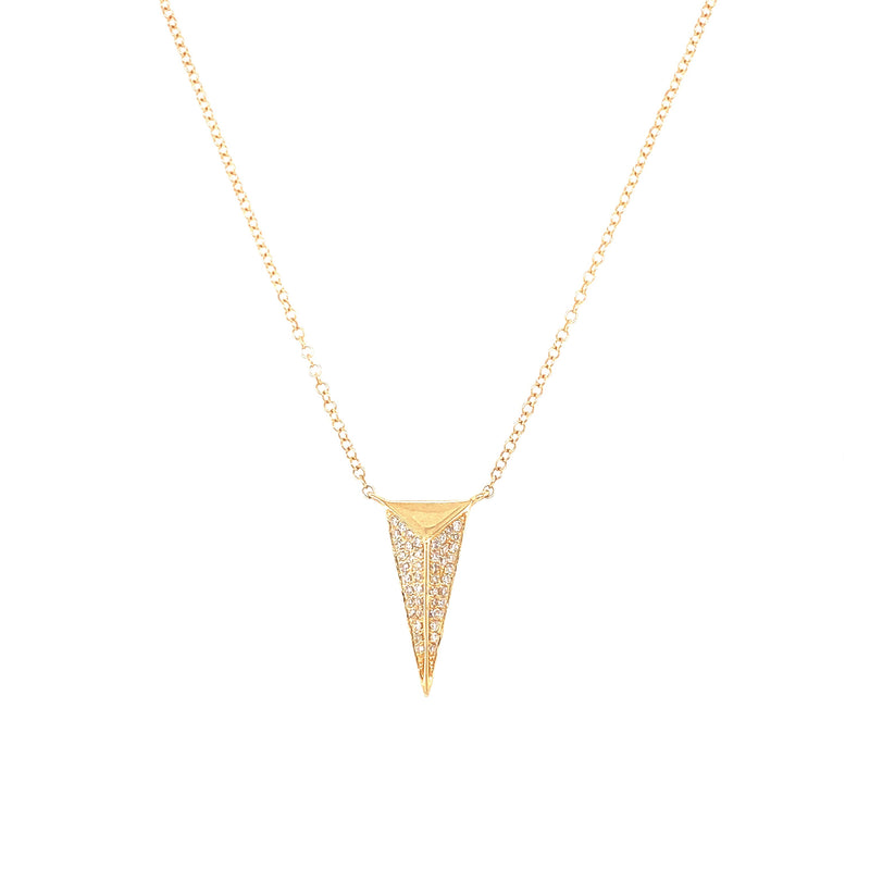 14K Yellow Gold Diamond Elongated Triangle Pendant