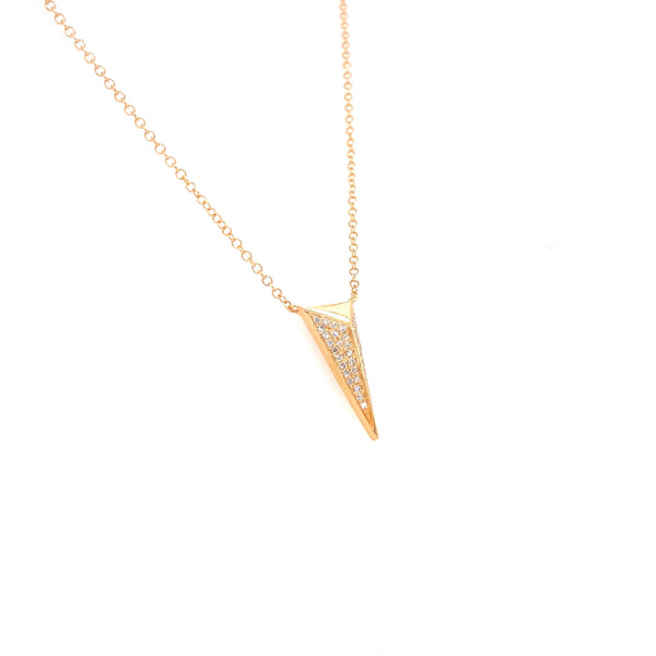 14K Yellow Gold Diamond Elongated Triangle Pendant