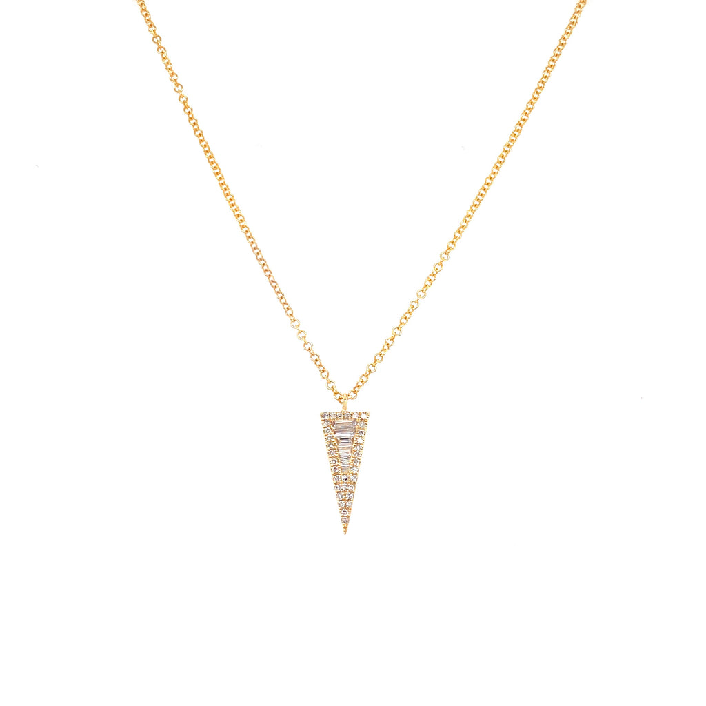 14K Yellow Gold Diamond Mini Triangle Necklace-Necklaces-majolie-