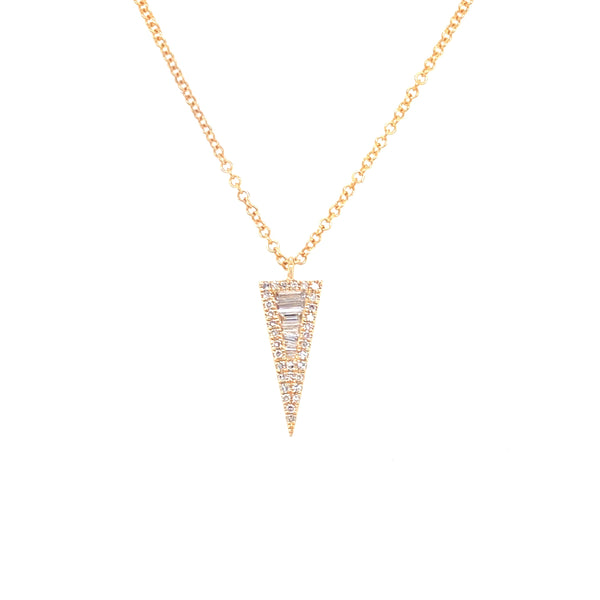 14K Yellow Gold Diamond Mini Triangle Necklace