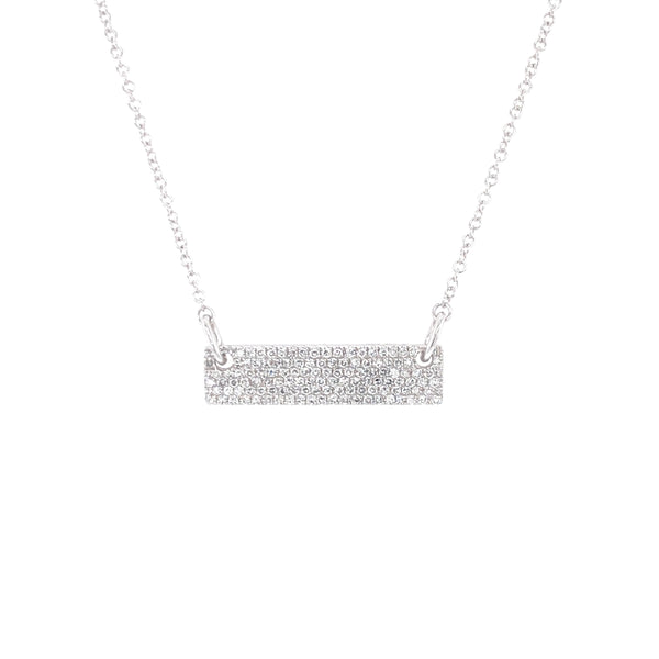 14K White Gold Diamond Pave Bar Necklace-Necklaces-majolie-
