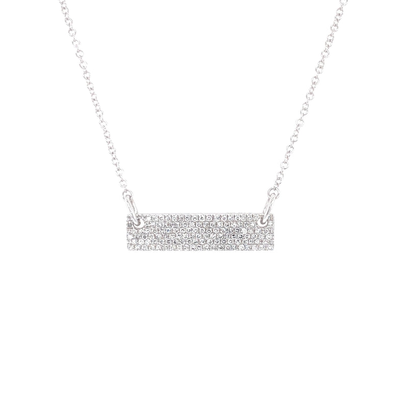 14K White Gold Diamond Pave Bar Necklace-Necklaces-majolie-