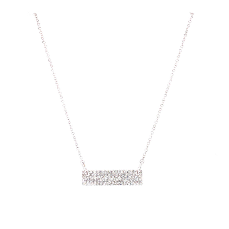 14K White Gold Diamond Pave Bar Necklace-Necklaces-majolie-