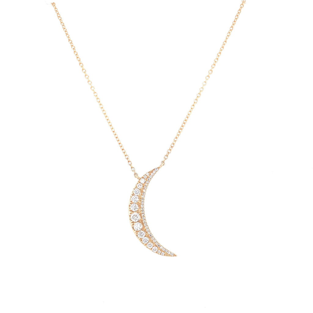 14K Yellow Gold Diamond Moon Necklace-Necklaces-majolie-
