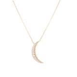 14K Yellow Gold Diamond Moon Necklace