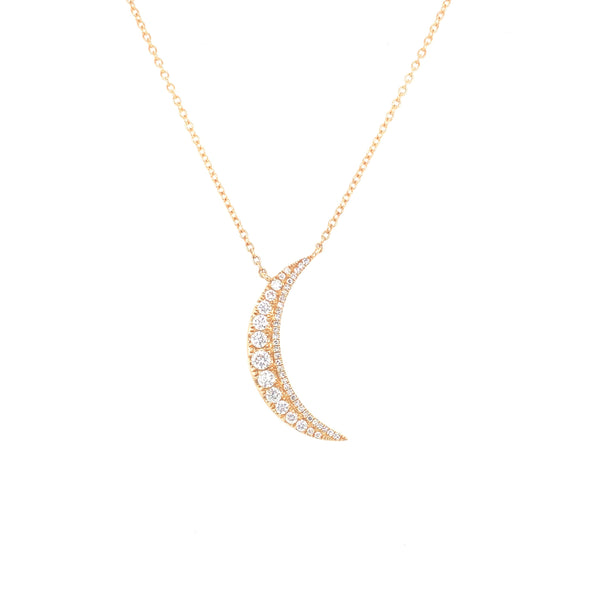 14K Yellow Gold Diamond Moon Necklace