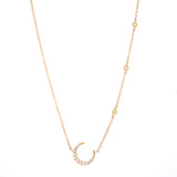 14K White Gold Diamond Crescent Moon + Diamond Bezel Necklace-Necklaces-majolie-YELLOW GOLD-