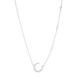 14K White Gold Diamond Crescent Moon + Diamond Bezel Necklace-Necklaces-majolie-WHITE GOLD-