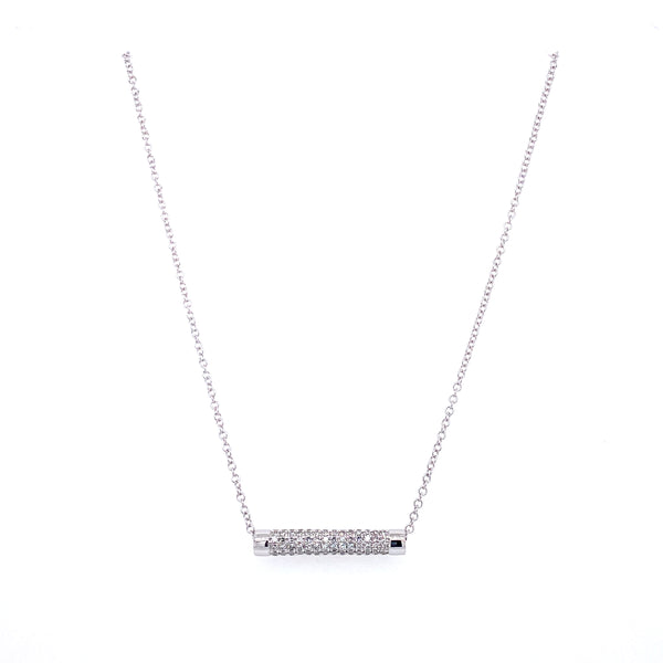 14K White Gold Diamond Tube Necklace