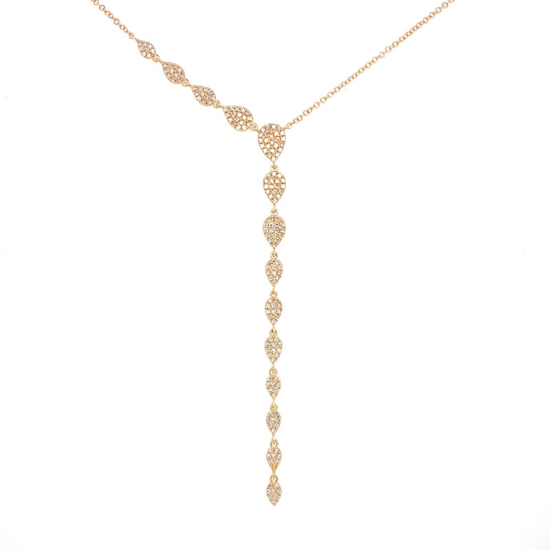 14K Yellow Gold Diamond Teardrop Lariat Necklace-Necklaces-majolie-