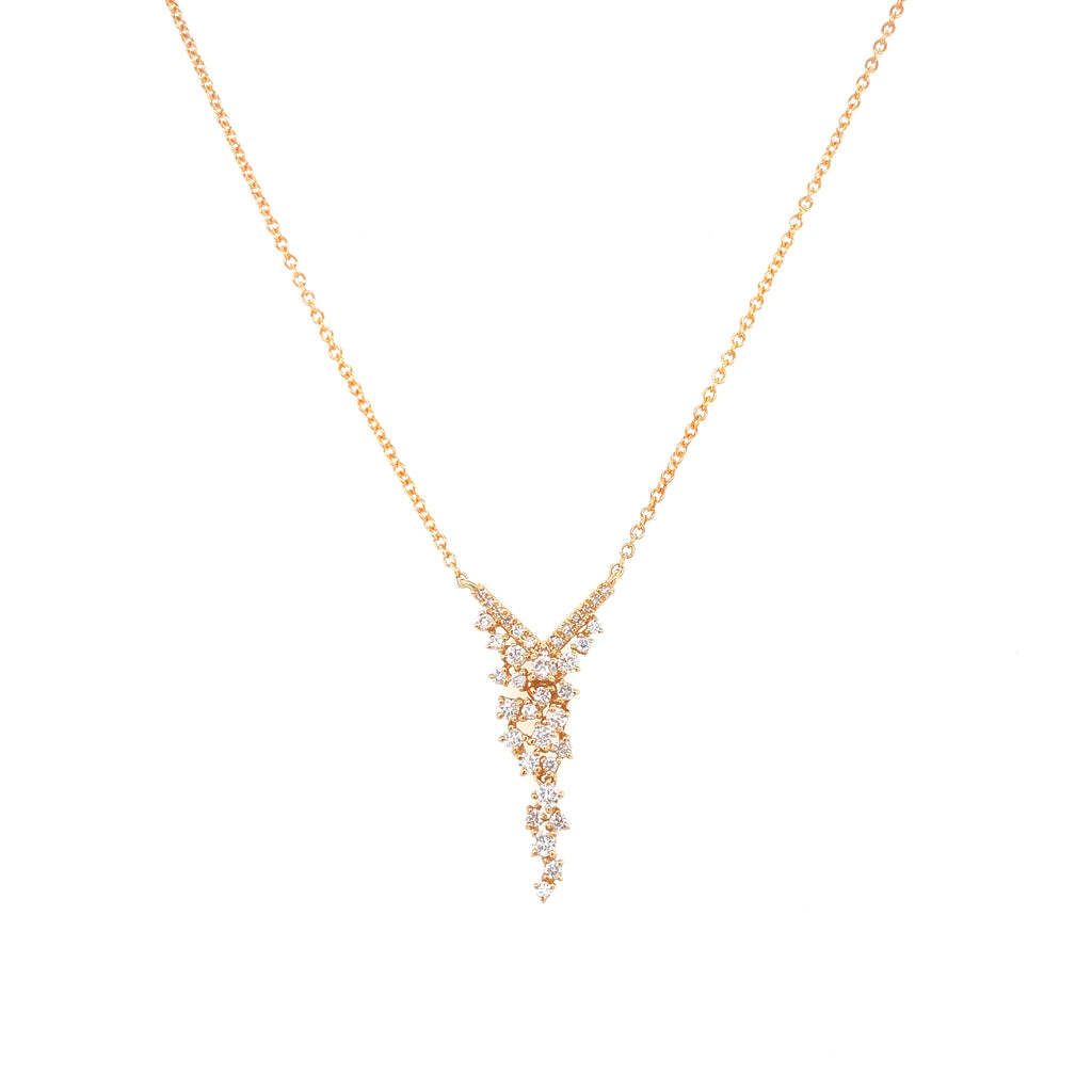 14K Yellow Gold Diamond Cluster Necklace-Necklaces-majolie-