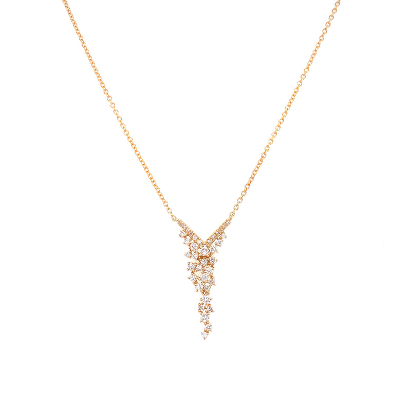 14K Yellow Gold Diamond Cluster Necklace-Necklaces-majolie-