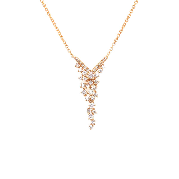 14K Yellow Gold Diamond Cluster Necklace-Necklaces-majolie-