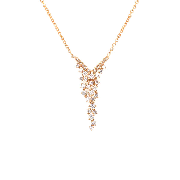 14K Yellow Gold Diamond Cluster Necklace