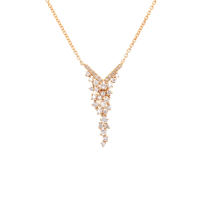 14K Yellow Gold Diamond Cluster Necklace-Necklaces-majolie-