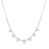 14K White Gold Round & Pear Diamond Necklace-Necklaces-majolie-