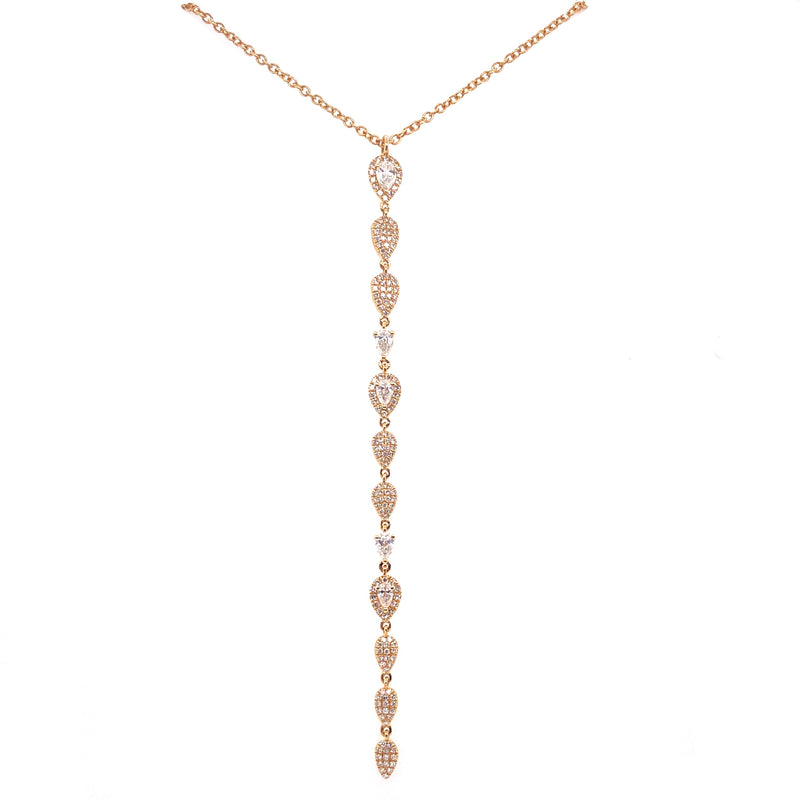 14K White Gold Diamond Long Drop Necklace-Necklaces-majolie-YELLOW GOLD-