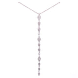 14K White Gold Diamond Long Drop Necklace