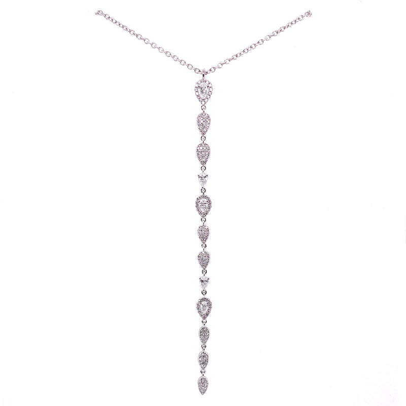 14K White Gold Diamond Long Drop Necklace-Necklaces-majolie-WHITE GOLD-