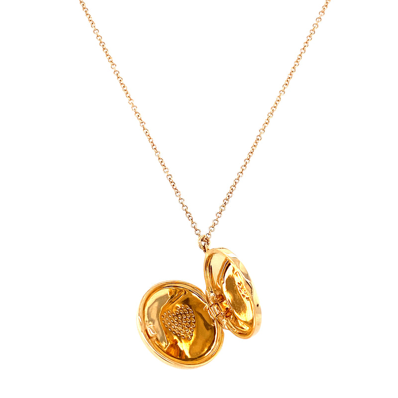 14K Yellow Gold Diamond Heart Locket Necklace
