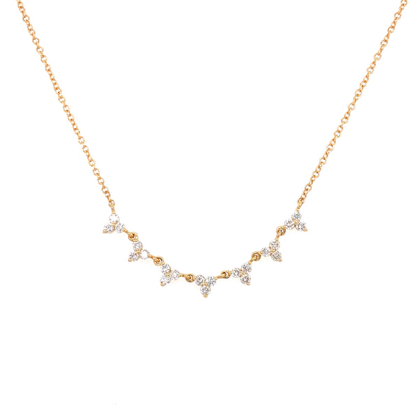 14K Yellow Gold Diamond Station Necklace