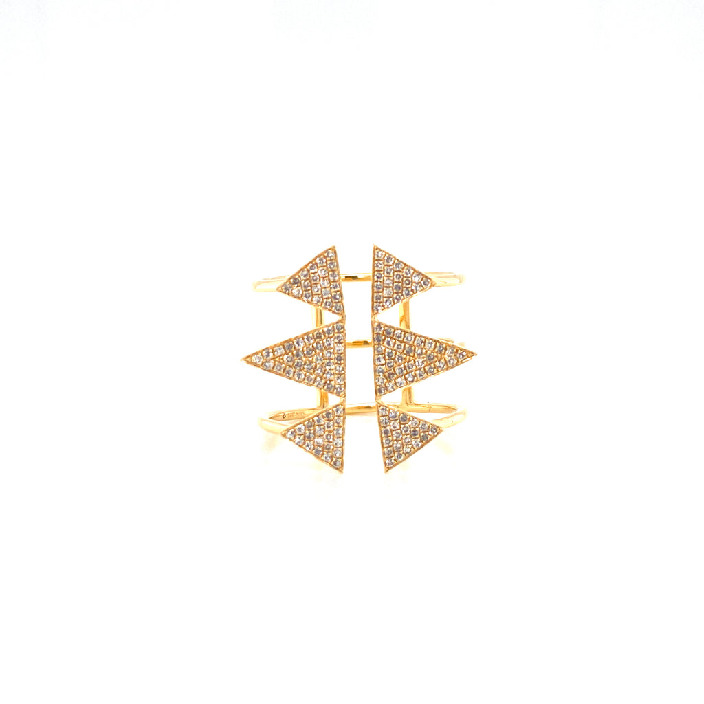 14K Yellow Gold Diamond Open Split Triangle Ring-Rings-majolie-