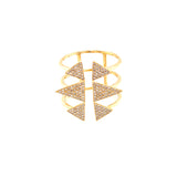 14K Yellow Gold Diamond Open Split Triangle Ring