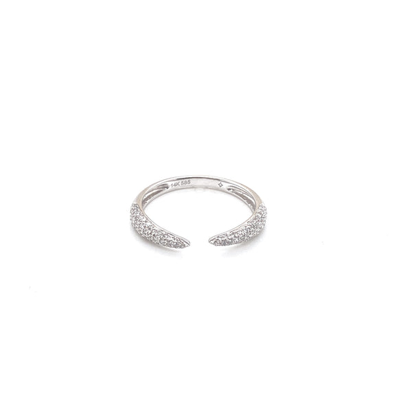 14K White Gold Diamond Open Cuff Claw Ring-Rings-majolie-