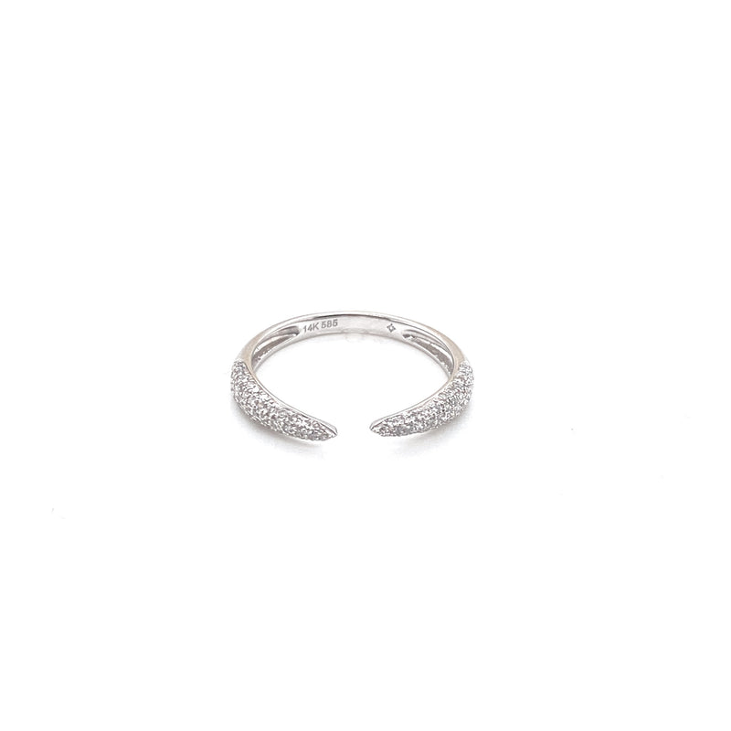 14K White Gold Diamond Open Cuff Claw Ring-Rings-majolie-