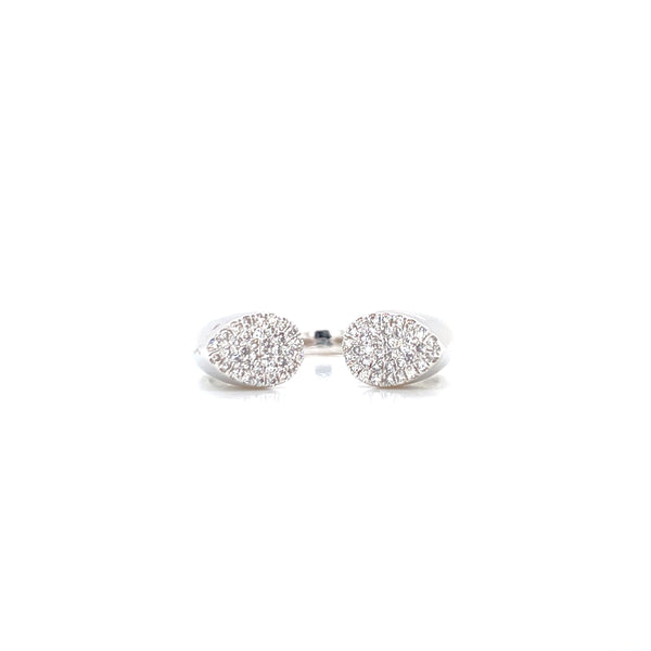 14K White Gold Diamond Teardrop Large Open Cuff Ring-Rings-majolie-