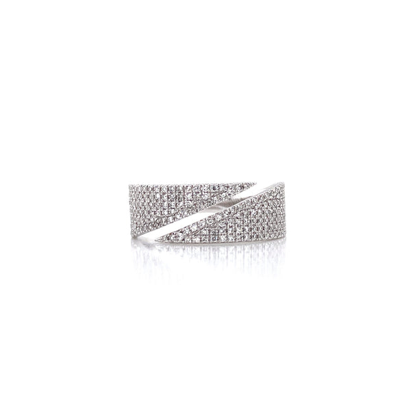 14K White Gold Diamond Flat Pave Bypass Ring-Rings-majolie-