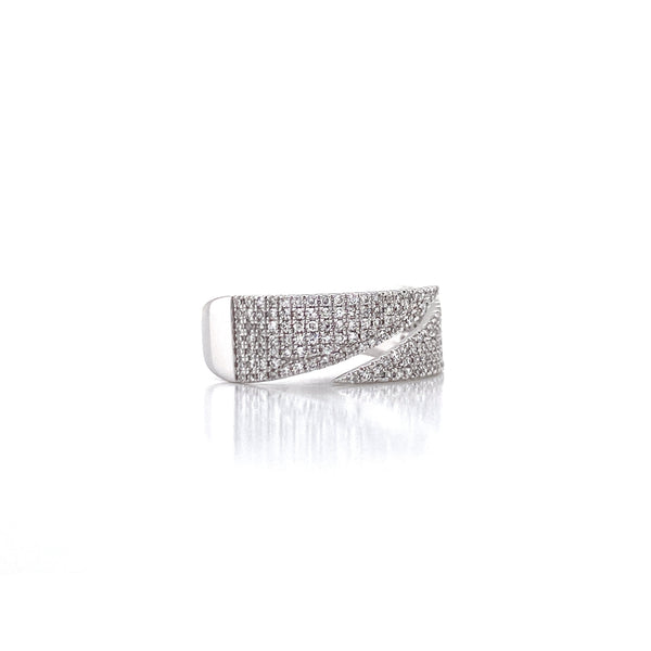 14K White Gold Diamond Flat Pave Bypass Ring-Rings-majolie-