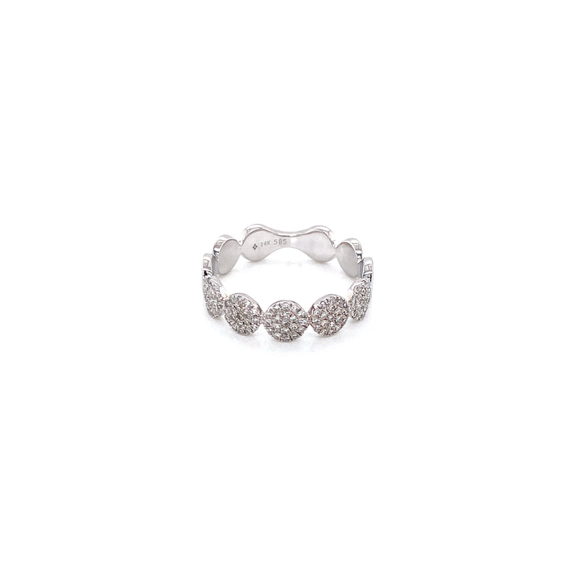 14K White Gold Diamond Pave Disk Band-Rings-majolie-WHITE GOLD-