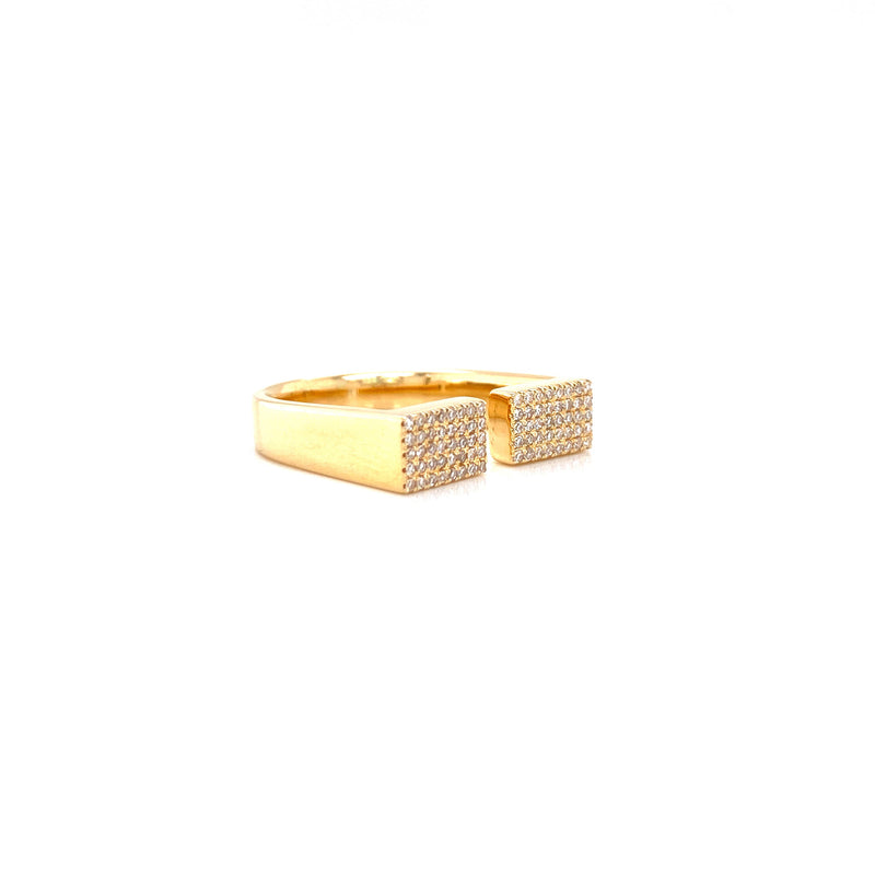 14K Yellow Gold Open Double Rectangle Ring-Rings-majolie-