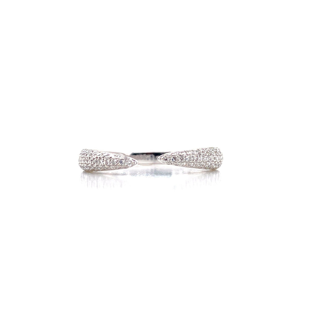 14K White Gold Diamond Open Cuff Claw Ring-Rings-majolie-