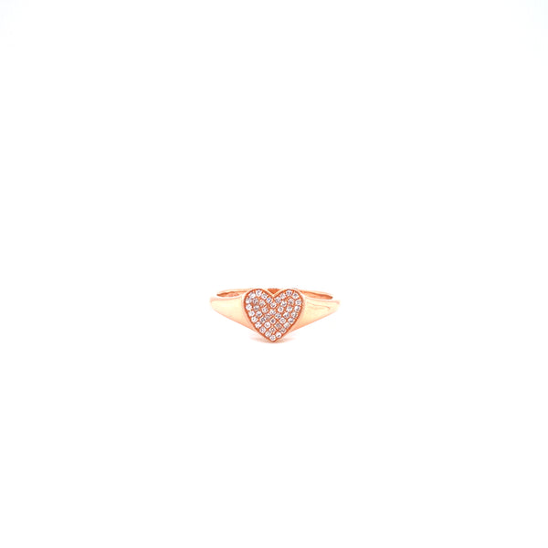 14K Yellow Gold Diamond Pave midi/pinky Heart Ring-Rings-MAJOLIE-ROSE GOLD-
