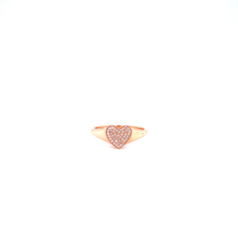 14K Yellow Gold Diamond Pave midi/pinky Heart Ring
