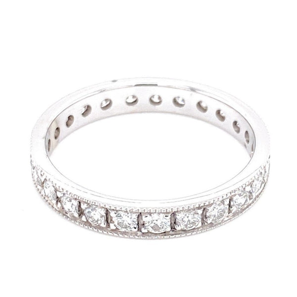 14K White Gold 0.85ct Diamond Milgrain Eternity Band