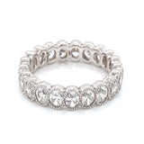 14K White Gold Oval Diamond Milgrain Eternity Band