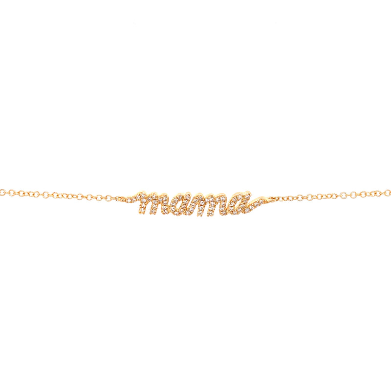 14K White Gold Diamond "Mama" Script Bracelet-Bracelets-majolie-YELLOW GOLD-
