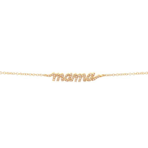 14K Rose Gold Diamond "Mama" Script Bracelet