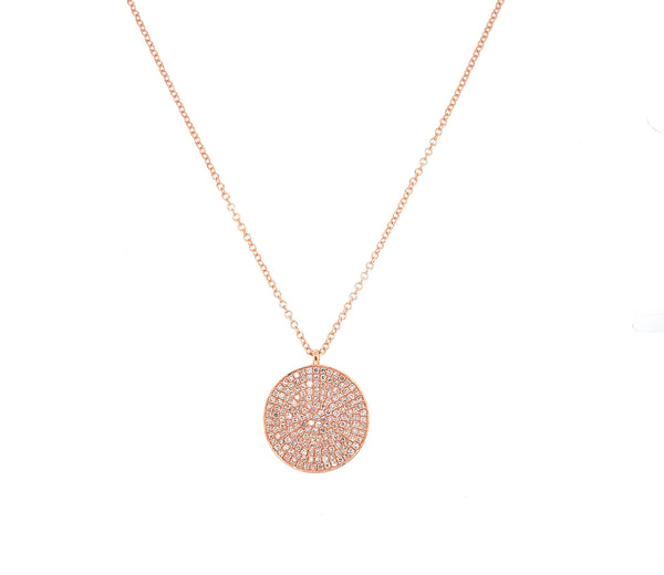 14K Rose Gold Diamond Large Disc Pendant-Necklaces-Maurice's Jewelers-