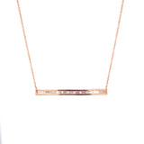 14K Rose Gold Baguette Diamond Bar Necklace