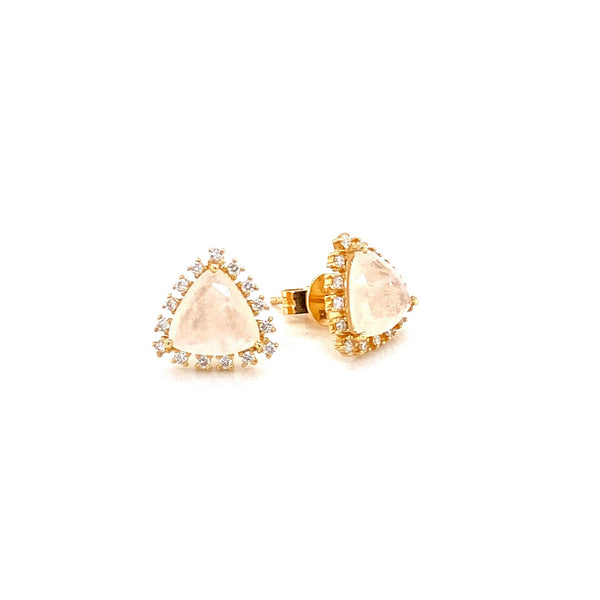 14K YELLOW GOLD DIAMOND MOONSTONE HOOP EARRINGS-EARRINGS-majolie-