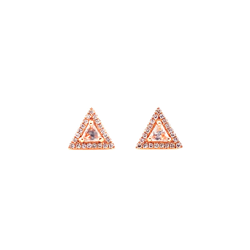 14K Rose Gold Diamond Trillion White Topaz Earrings-EARRINGS-Maurice's Jewelers-