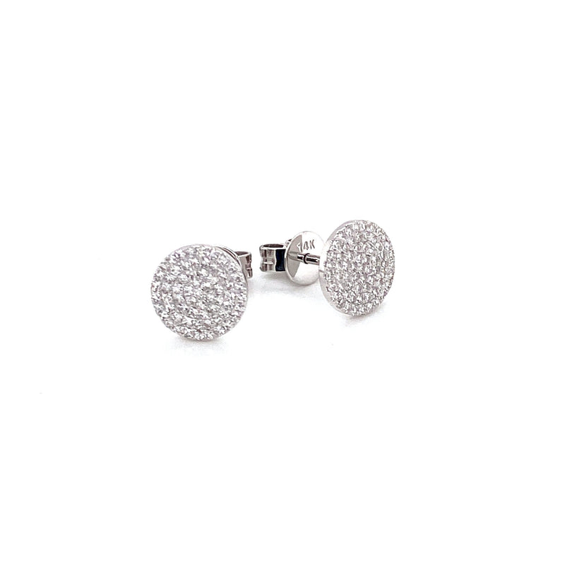 14K Yellow Gold Diamond Large Flat Disc Stud Earrings-Earrings-majolie-